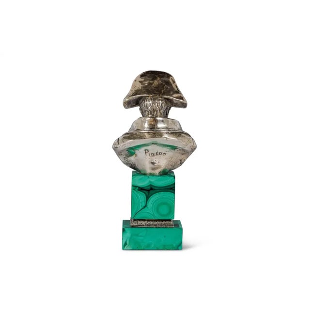 An Exquisite French Silver and Malachite Bust of Napoleon, by Emile Pinedo For Sale In New York - Image 6 of 9