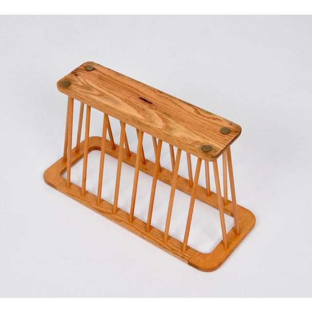 Mid-Century Danish Modern Solid Oak Rectangular Magazine Rack, 1970s For Sale - Image 9 of 18