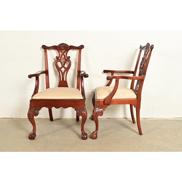 Baker Furniture Chippendale Carved Mahogany Armchairs, Pair For Sale - Image 11 of 15