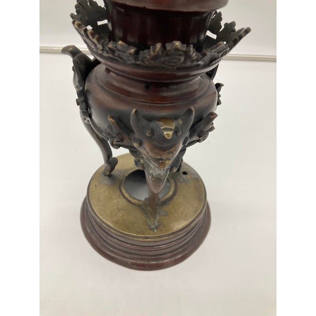 Meiji Period Large 19th Century Japanese Bronze Vase Urn Dragon Heads 18'' For Sale In New York - Image 6 of 18
