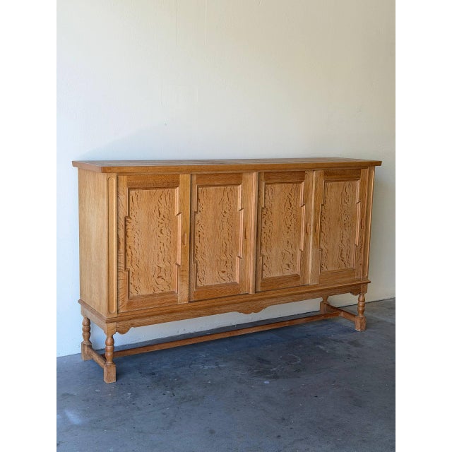 Mid-Century Modern Vintage Danish Oak Sideboard in Style of Henning Kjærnulf — Mid Century Scandinavian Credenza For Sale - Image 3 of 9
