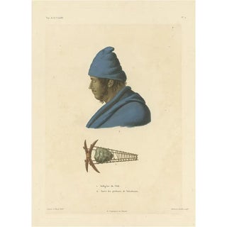 Duperrey, Illustration of a Chilean Indian and Fisherman's Anchor, Print For Sale