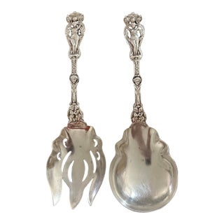 Early 20th Century Hunt & Roskel Ltd. Sterling Serving Fork & Spoon For Sale