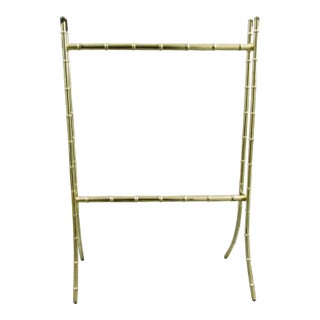 Vintage Hollywood Regency Brass Bamboo Towel Holder For Sale