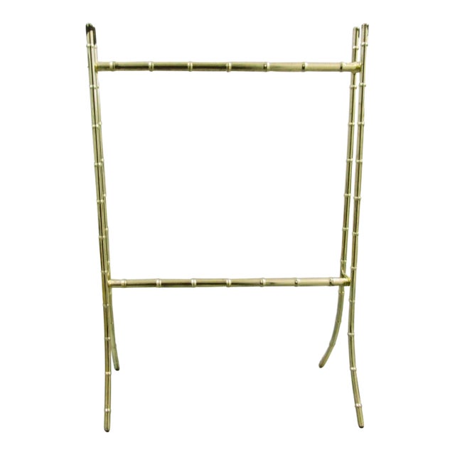 Vintage Hollywood Regency Brass Bamboo Towel Holder For Sale