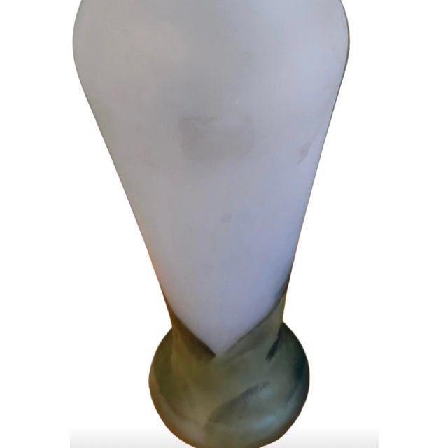 Pair of Early 20th Century Frosted Glass Vases With Hand-Painted Landscapes For Sale - Image 12 of 12