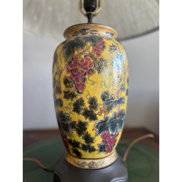 80's Yellow Chinoiserie Table Lamp-Single For Sale - Image 10 of 10