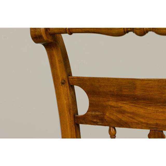 Set of 10 Late 19th Century French Provincial Walnut Dining Chairs in Green Ticking Stripe For Sale - Image 13 of 18