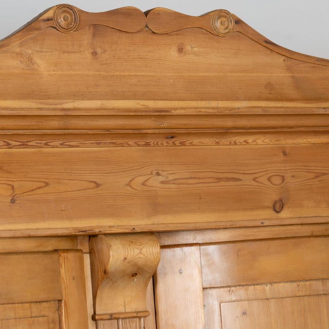 Mid 19th Century 19th Century Large Danish Pine Armoire With Two Bowfront Doors For Sale - Image 5 of 11