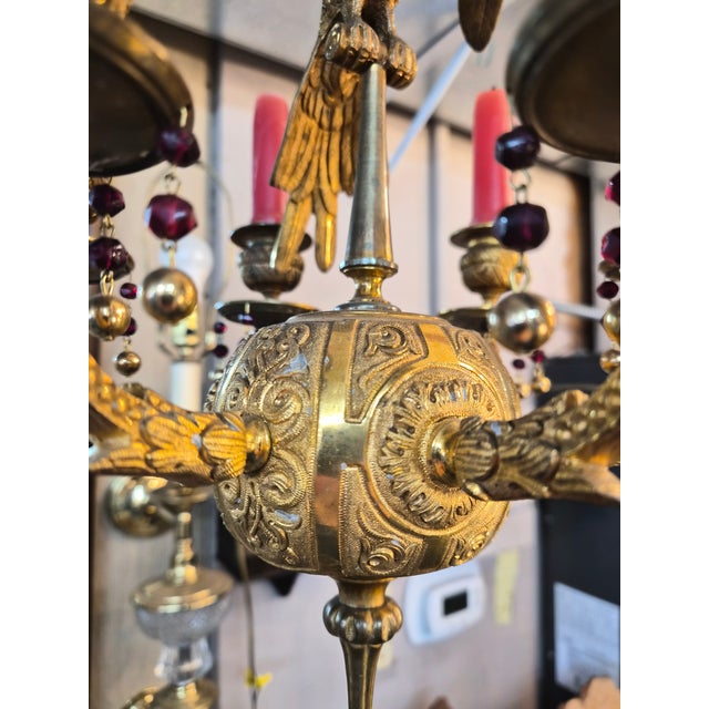 Early 1800s Gold Gilded Bronze Candle Chandelier For Sale - Image 4 of 11