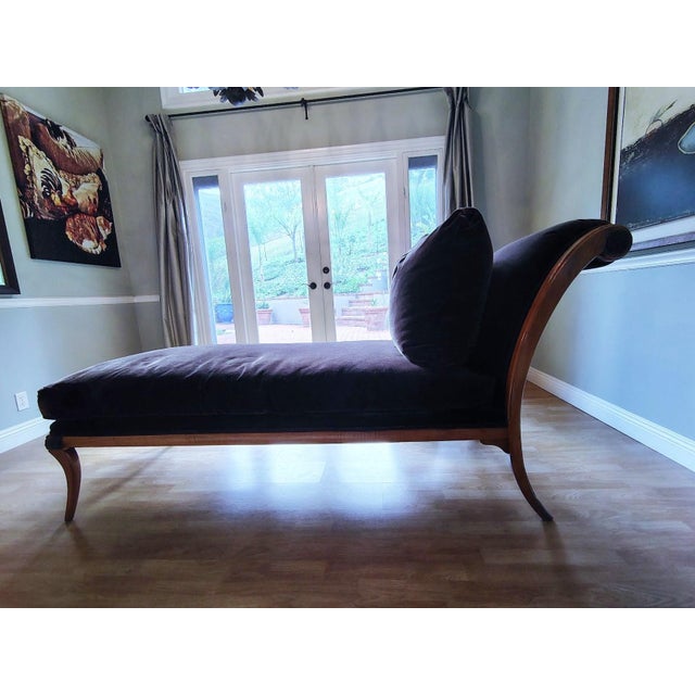 Klismos Chaise in Brown Mohair For Sale - Image 13 of 16