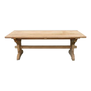 Early 20th Century French Bleached Oak Farmhouse Trestle Dining Table