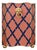 Matthew Izzo Home Handpainted Tole Metal Wastebasket in Salmon and Navy Blue Lattice With Gold Leaf Lion Handles For Sale