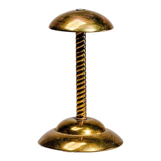 Charming Vintage 1940s Brass Hat Stand Spiral Twist Column Display Antique Style Hat Holder House Retail Decor For Sale