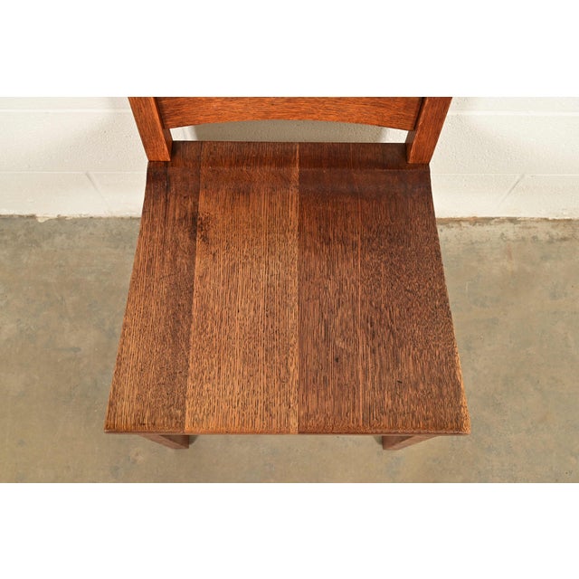 Wood L. & J. G. Stickley Antique Mission Oak Arts & Crafts Ladder Back Desk Chair or Side Chair, Circa 1910 For Sale - Image 7 of 14