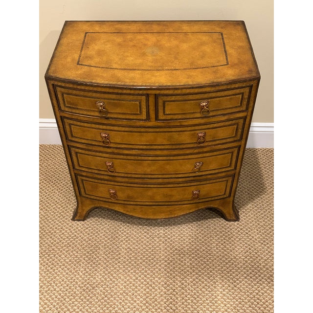 Traditional Embossed Leather Clad Small Chest of Drawers by Maitland Smith For Sale - Image 3 of 12