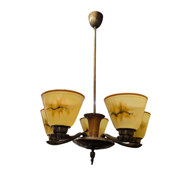 Five-Arm Chandelier by Paavo Tynell, 1930s For Sale - Image 9 of 15
