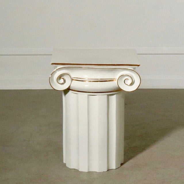 1960's Italian Ionic Column Ceramic Pedestal with Lotus Urn For Sale In Tampa - Image 6 of 11