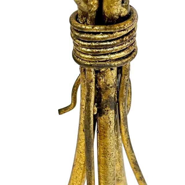 Gold Vintage Italian Hollywood Regency Gold Tole Rose Cocktail Table With Beveled Glass Top For Sale - Image 8 of 16