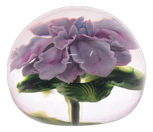 Signed Lundberg Studio Art Glass Floral Paperweight