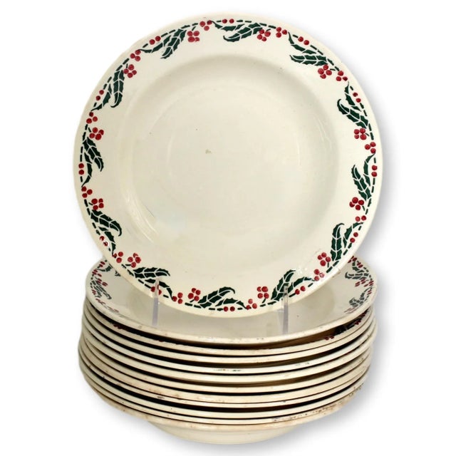 1920s 1920s French "Holly" Creamware Bowls, Set of Six For Sale - Image 5 of 5