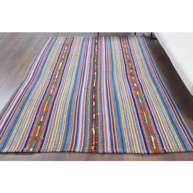 Vintage Turkish Hand-Knotted vintage rug is a semi-antique vintage kilim area rug.'70s Eastern region of Turkey's unique...