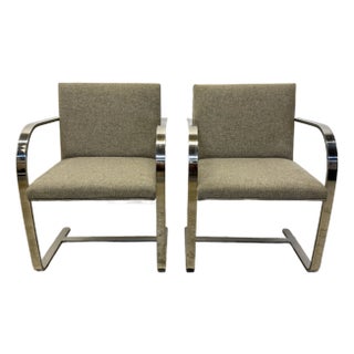 Mie Van Der Rohe Flat Bar Brno Chairs for Knoll - Set of Two For Sale