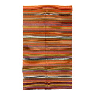 Colorful Vintage Striped Kilim Rug - 5`0" X 8`6" For Sale