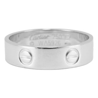 Men’s Cartier Love Classic Model 18k White Gold 5.5mm Wedding Band Ring, Size 10 For Sale
