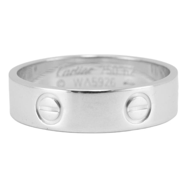 Men’s Cartier Love Classic Model 18k White Gold 5.5mm Wedding Band Ring, Size 10 For Sale