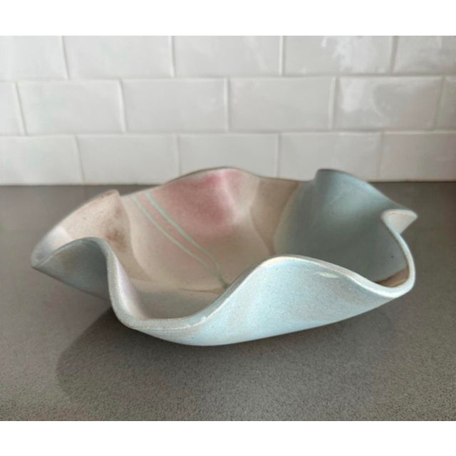 Contemporary 1980s Carol McFarlan Postmodern Ceramic Stoneware Centerpiece Bowl 12” Signed For Sale - Image 3 of 12