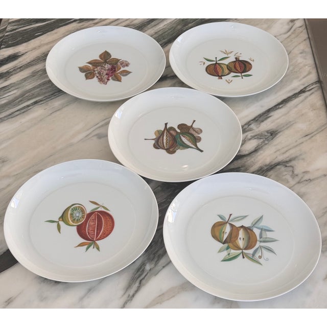 Bidasoa Spain Fruit Motif Salald or Dessert Plates - Set of 5 For Sale - Image 4 of 11