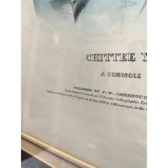 Cornflower Blue The McKenney & Hall Pl. 67, Chittee Yoholo Indigenous American Color Lithograph 1838 Framed For Sale - Image 8 of 11