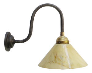 Iron Sconce with Yellow Marble Glass Shade