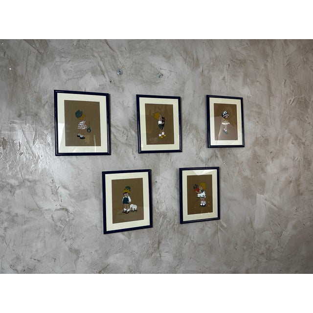 M. Vanasek, Figurative Composition, 1920s, Paper, Framed, Set of 5 For Sale - Image 6 of 11