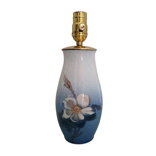 Danish Porcelain Floral Lamp For Sale