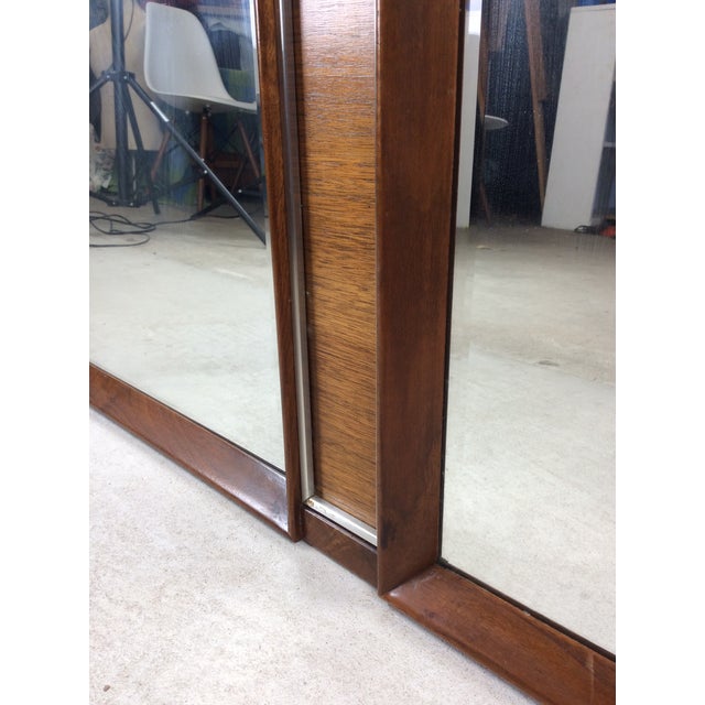 Unique Mid Century Modern Wall Mirror With Two Hexagonal Shaped Mirrors and Walnut Frame For Sale - Image 11 of 18