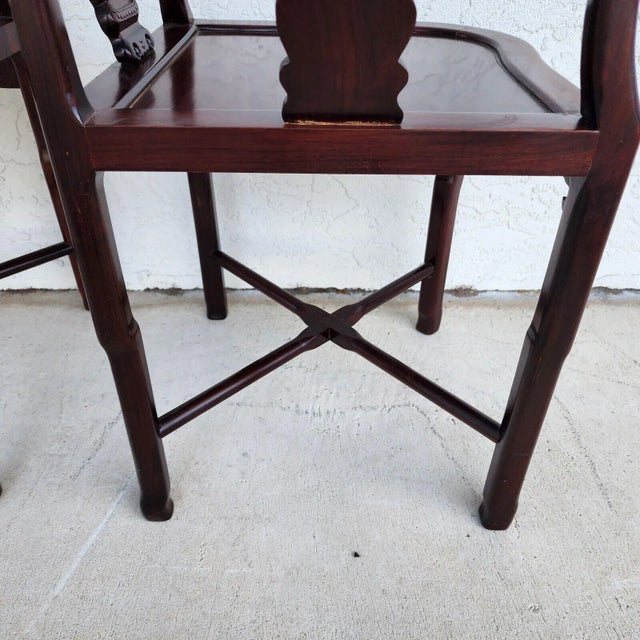 Chinese Rosewood Corner Dining Chairs Vintage - Set of 4 For Sale - Image 10 of 12