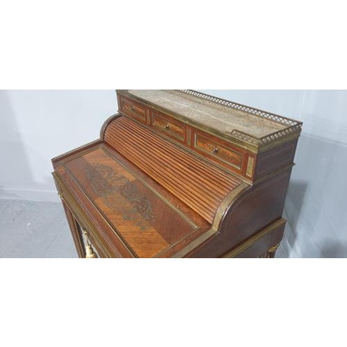 Brass Inlaid Ladies Bureau Desk For Sale - Image 11 of 18