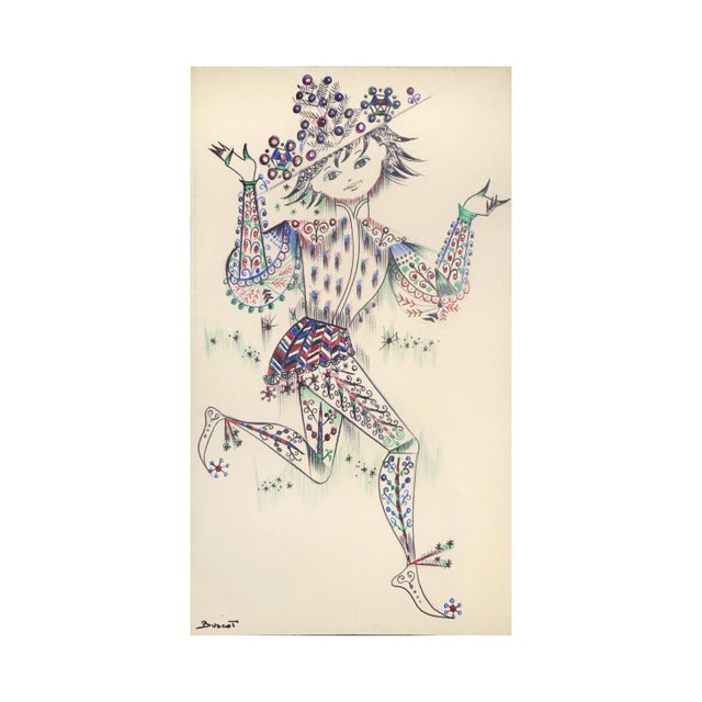 L'Arlequin de Noël - Original Pen Drawing on Paper by Buscot - Mid 1900 Mid 1900 For Sale - Image 4 of 4