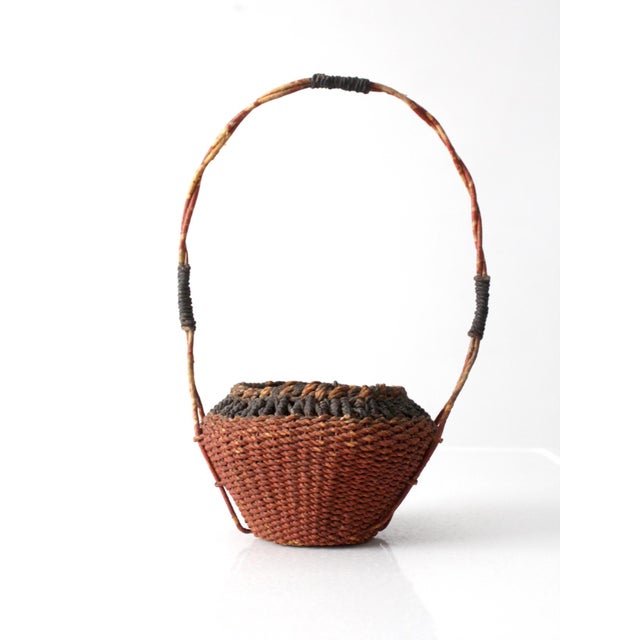 Wood Antique Southeast Asian Folk Art Basket For Sale - Image 7 of 14
