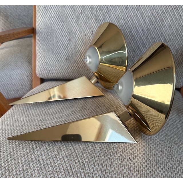 Striking pair of vintage Hustadt Leuchten wall lights, manufactured in Germany in the 1980s. A beautiful example of German...