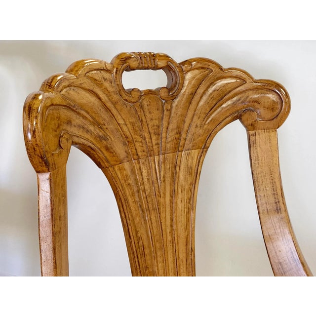 Vintage Carved Wood Fan Back Chair - Price Per Chair For Sale - Image 10 of 12
