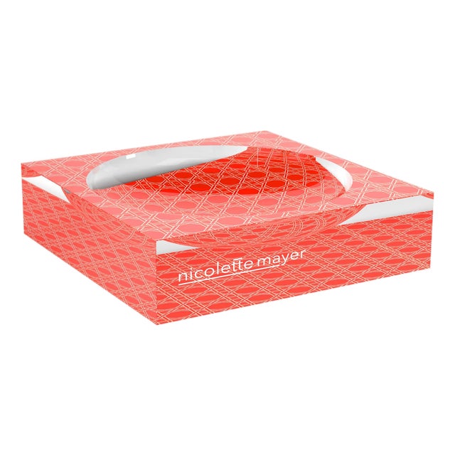 Sublime Trellis Salmon Acrylic Candy Catchall Dish, Large For Sale