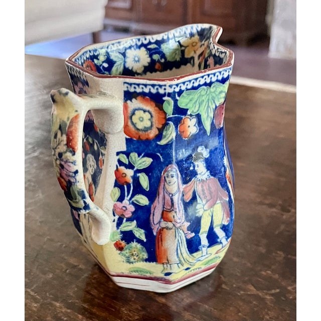 English Antique 1820s Staffordshire Pearlware "The Duenna" Mask Jug Pitcher For Sale - Image 3 of 18