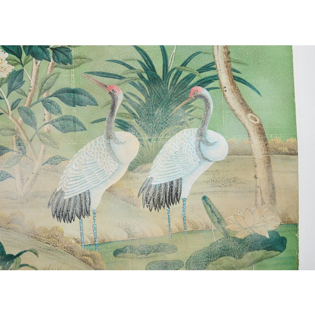 Paper Gracie Hand Painted Wallpaper Panel Chinoiserie Gated Garden For Sale - Image 7 of 12