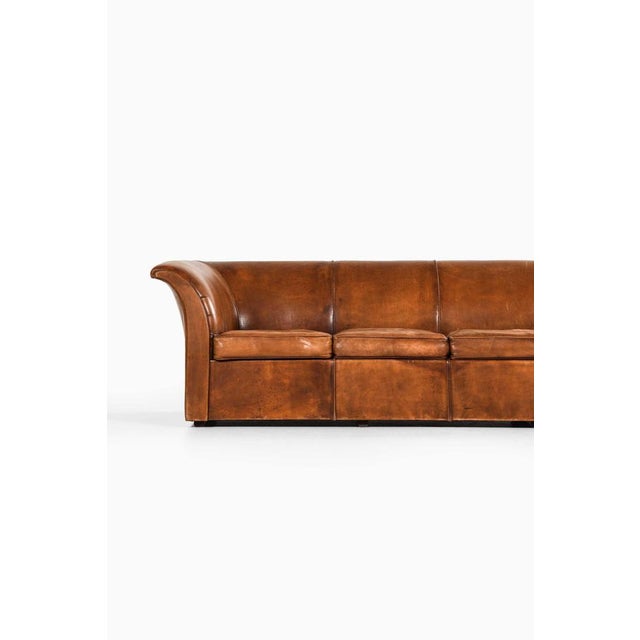 Leather Sofa attributed to Kaj Gottlob, 1940s For Sale - Image 4 of 12