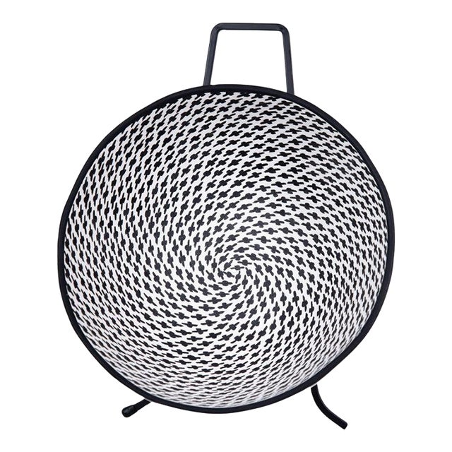 1980s Native Black & White Cloud Pattern Mimbre Pottery Bowl For Sale