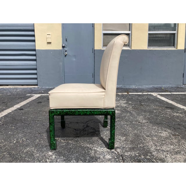 1970s Pair of Faux Malachite Side Chairs, Hollywood Regency, Ming Style For Sale - Image 12 of 12