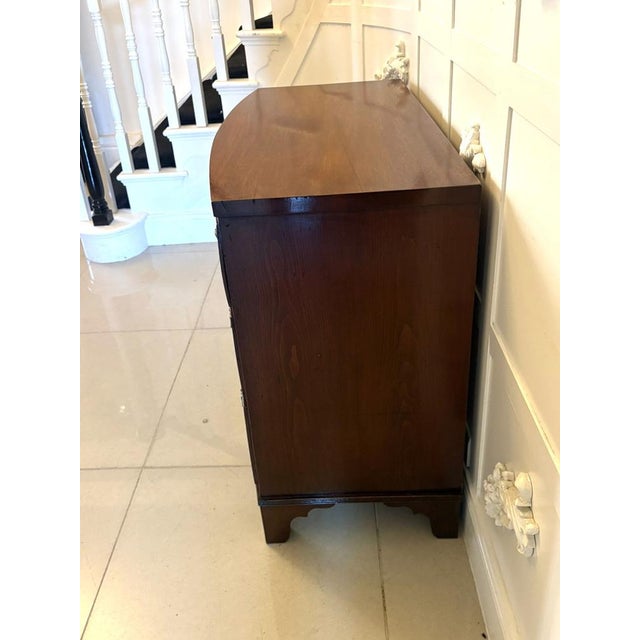 Early 19th Century Antique Georgian Style Bow Front Chest of Drawers in Figured Mahogany with Brass Handles, 1820 For Sale - Image 5 of 10